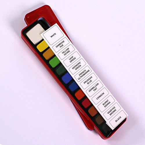 Watercolour Block Tin Set of 12 Colours with Paint Brush by BCreative ®