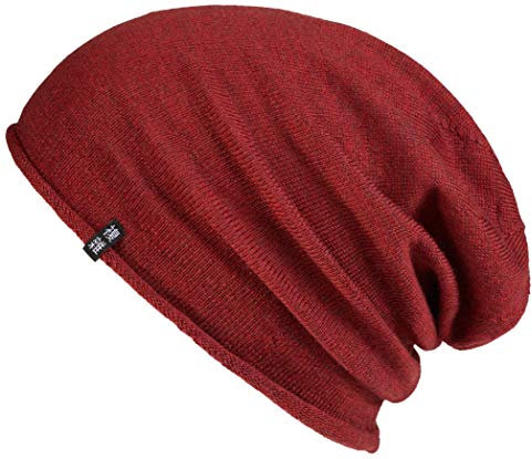 Enter the Complex® Leichte Merino Mütze, Einlagig Gestrickte Slouch Beanie, 100% Merino Wolle, Damen und Herren, Rostrot