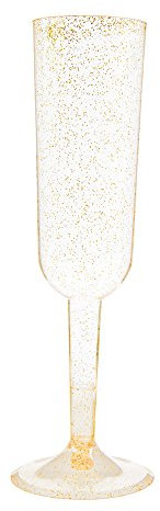 Elegant Gold Glitter Plastic Champagne Flutes - Ideal for Parties & Events -4ct