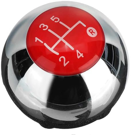 Bumdenuu Pomo de palanca de cambios de 5 marchas para Fiat 500 2012-2018, cromo+rojo, 55344048