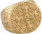 Flongo Herren Ring Männerring Herrenring Benediktussegen, Breit Edelstahl Band Ring Ringe Gold Bandring Siegelring Daumenring Saint Benedict Medal Herren-Accessoires Größe 57