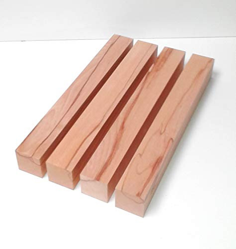 4 Pieds de Table, Bois Carre hetre Noyau, Lattes de Bois, Bois Brut hetre Noyau. (6x6x60cm Long)