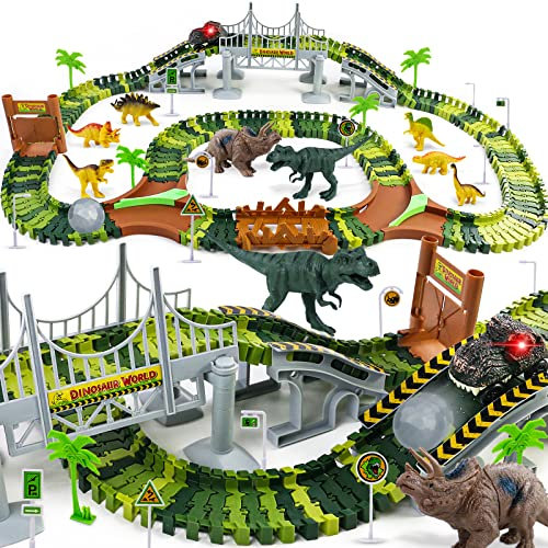 Jouet Dinosaure à partir de 3 Ans - 216 pièces avec 8 Figurines de Dinosaures - 1 Voiture - Jouet pour Enfants à partir de 3, 4, 5, 6 Ans - Cadeau pour garçon et Fille