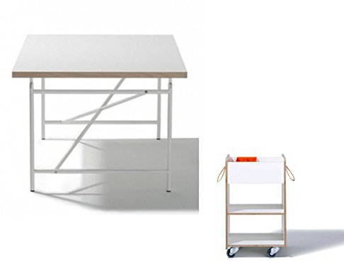 Eiermann Kinderschreibtisch 120 x 70 cm (weiß) + Kindercontainer Fixx (mit Geheimfach) + Stiftschale von Richard Lampert