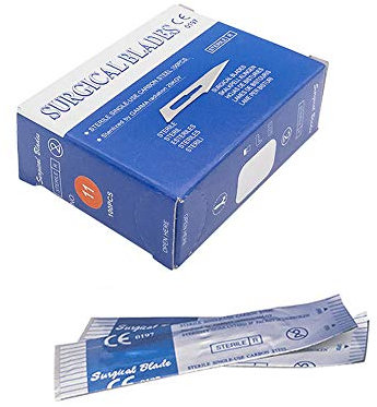 100 pz sterili # 11 lame chirurgiche mediche, rasoio a lama singola per dentale, dermaplaning, dissezione, podologia, toelettatura professionale, rimozione dell'acne