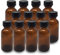Lot de 12 bouteilles en verre ambré 30 ml avec bouchon noir