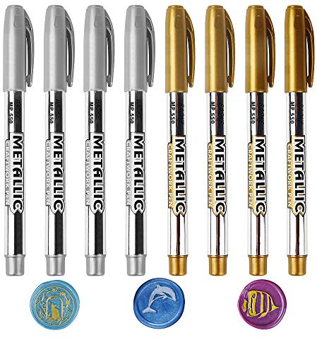Anbose Wachssiegelstift-Set, 8-teilig, Metallic-Marker, Farbstifte zum Dekorieren von Wachssiegelstempeln, Premium-Wachsiegelstift-Set für Hochzeits-Wachsiegel, passend für alle Wachssiegelperlen