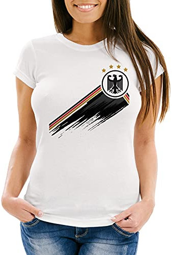 MoonWorks® EM Shirt Damen Deutschland Fußball EM-Shirt 2021 WM Fanshirt Deutschlandshirt Adler weiß M