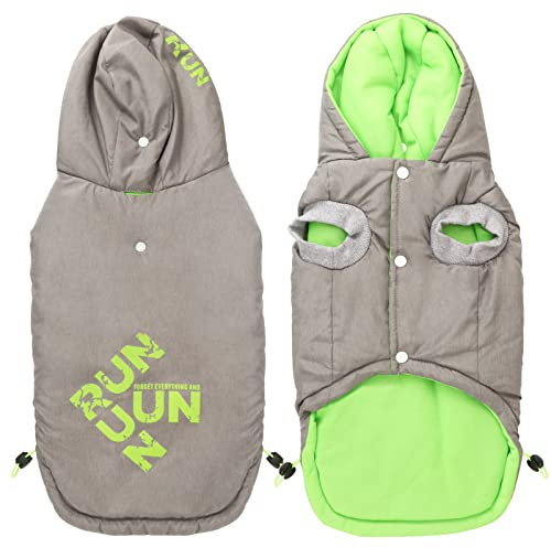 Idepet Winddichter Hundemantel, Haustier Hund Winter warme Jacke Weste Outdoor Baumwolle Hund Hoodie Outfit Bekleidung für kleine mittelgroße Hunde Katzen