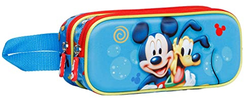 Disney Unisex 02865 3D Doppelfedermäppchen Pluto, Blau, Einheitsgröße