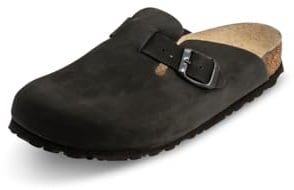 Original VITAFORM Clogs I Nubukleder-Pantoletten für Herren in Schwarz I Größe 39 I Langlebig & gelenkschonend mit Korkfußbett & Velourslederbezug I Echtes Wildleder I Echte Handwerkskunst