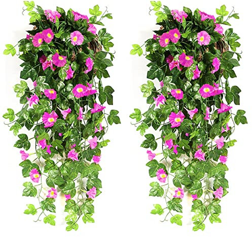 NIBESSER 2 Pièces Artificielle Fleur Feuille Plante Grimpante Vigne Plante Suspendue Fausse Lierre Intérieure Extérieure Artificielle Vigne Fausse Plantes Tombante Décor Balcon Mur Maison Jardin