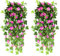 NIBESSER Fiori Finti Pendenti da Esterno Gloria Mattutina Fiori Artificiali Cadenti da Interno Pianta Finta per Decorazioni 2 Pezzi per Matrimonio Giardino Parete Balcone, Rosa Scuro