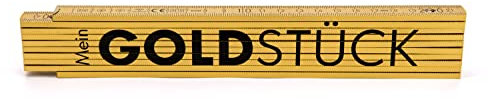 Zollstock Goldstück 2 Meter Gold mit Winkelmesser - Perfektes Geschenk für Männer Handwerker Heimwerker Gliedermaßstab Schmiege Holz