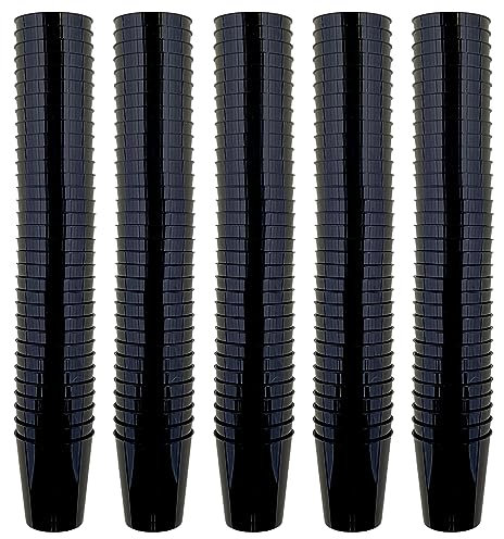 MIJOMA Lot de 160 verres à shot incassables, en plastique robuste, verres à shot Jello, desserts, fête, mariage, anniversaire. Passe au lave-vaisselle, réutilisables, 29 ml (noir)