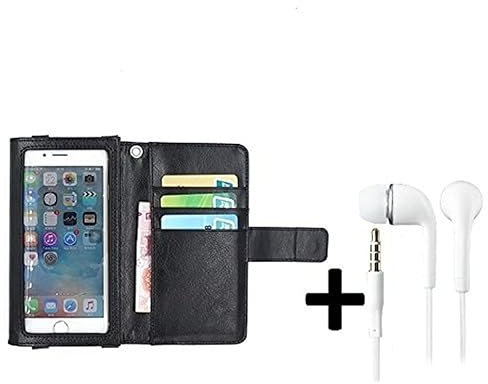 K-S-Trade Protective Case For Sony Xperia 5 III TOP SET: Wallet Case Flip Cover Compatible With Sony Xperia 5 III With Integrated Screen Guard, Black + In Ear Headphones -