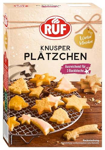 RUF Knusper Plätzchen, klassische Butter-Plätzchen Backmischung für die Weihnachtsbäckerei zu Hause, ausreichend für 3 Backbleche, zum bunten Dekorieren, 1x450g, Creme