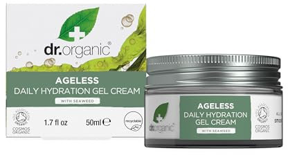 Dr Organic Ageless Daily Hydration Gel Cream with Organic Seaweed, Moisturising, Fine Lines, Wrinkles, Natural, Vegan, Cruelty-Free, Paraben & SLS-Free, Recycled&Recyclable, Certified Organic, 50ml