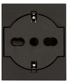 Vimar 30211.G Linea Universal-Wandsteckdose, italienischer Standard P40, SICURY, schwarz, 2 Module