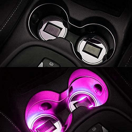 LED Coaster, Car Cup Light Holder, Solar LED Cup Pad Holder RGB 7 Colors Changing Lights Car Cup Coasters (1 Pack, Pink)