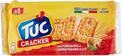 Cracker Pomodoro e Grana Padano 6 x 250g italienischer Snack gebacken | Croccanti, salati, gusto mediterraneo | würzig, praktisch für Pause und Aperitif, Gesamtnettogewicht 1,5 kg