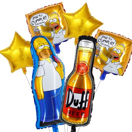 6 Stück Luftballon Kinder Geburtstag Kit, Luftballon Bier, Gelb Stern Ballons, Gelb Quadratischer Aluminiumballons, Große Größe Folienballons, für Kinder Geburtstag Party Dekoration