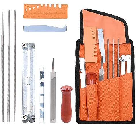 Bynor Chainsaw Sharpener Kit - 5/32, 3/16, 7/32, Round Chainsaw File, 6 Inch Flat File,Depth Gauge,Quick Check Gauge 10 Pack Chainsaw File