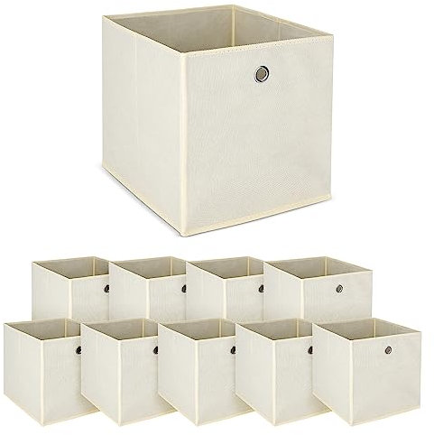 Queiting 10 Stück,Aufbewahrungsbox,Würfel Stoff,Aufbewahrungsboxen,Faltbox, 32 X 32 X 32cm,Mit Fingerloch, Für Regale Oder Raumteiler Hellgelb