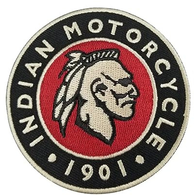 SUMA SHOP - Aufnäher Indian Motorcycle, Indian Motorcycles, Indian Motorcycles Accessories, bestickter Aufnäher, 7,5 cm, schwarz/rot