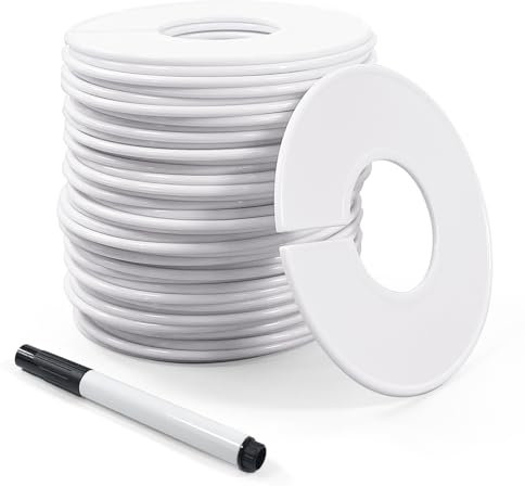 40 Stück Kleiderbügel Größentrenner, Größenfinder für Babykleidung, Kleiderständer Größen Teiler Rund für Kleidungsgrößen-Unterscheidung, Bekleidungsgeschäft (Weiß)