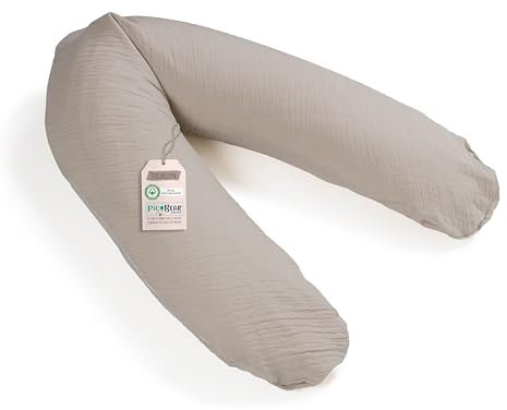 pic Bear Ersatzbezug für Stillkissen - hochwertige anschmiegsame Jersey Baumwolle für Lagerungskissen - Seitenschläferkissen - Classic 190 cm - Oyster Mushroom musselin
