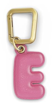 UNTAGS - Charm Lettera E - Materiale Effetto Pelle - Ciondolo per Smartphone, Portachiavi con Moschettone in Metallo Colore Oro Incluso - Rosa