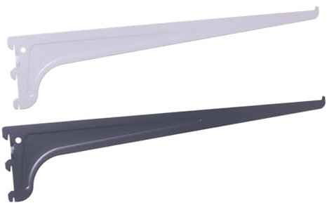 BOOMET Regalträger 1-reihig für Wandschienen · 2 Farben · 2 Stück Weiß 40cm · Regalhalterung · Sicherheitsträger für Wandregal · pulverbeschichtet · Einfache Montage