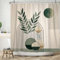 ASDCXZ Rideau de Douche Boho 180x180 cm, Art Abstrait Moderne Style Boho rétro Soleil Feuilles Vertes Beige Lavables en Textile Rideau de Bain imperméable pour Baignoire avec 12 Crochets