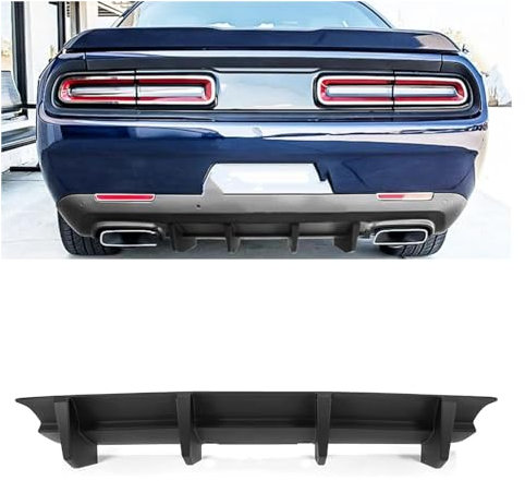 Für Dodge Für Challenger 2015-2023 GT SXT Plus Lip Splitter Spoiler Shark Fin Hinten Stoßstange Diffusor (Farbe : Glossy Black)