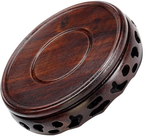 BESPORTBLE Oriental Wooden Display Stand Base - Solid Wood Round Pedestal for Vase, Bonsai, Fish Tank, Teapot, and Home Decor