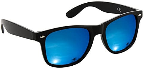 Mustavo Gloss Black Blue Mirror Lens Sunglasses Retro For Men For Women Unisex | Full UV400 Protection | Classic Vintage Designer Style For Him For Her