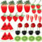 MWOOT 32 Stück Künstliches Obst Dekoration, Kunststoff Erdbeeren Kirschen Wassermelonenscheiben Kiwischeiben Deko, Künstliche Früchte für Party Hochzeit Tischdekoration Fotografie Requisiten