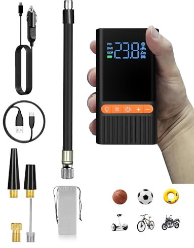 yanace 6000mah Akku Luftpumpe Fahrrad - 150PSI Fahrradpumpe Elektrisch alle ventile, Elektrische Luftpumpe Fahrrad, Mini Kompressor Fahrradluftpumpe klein, Pumpe für Motorrad, Ball
