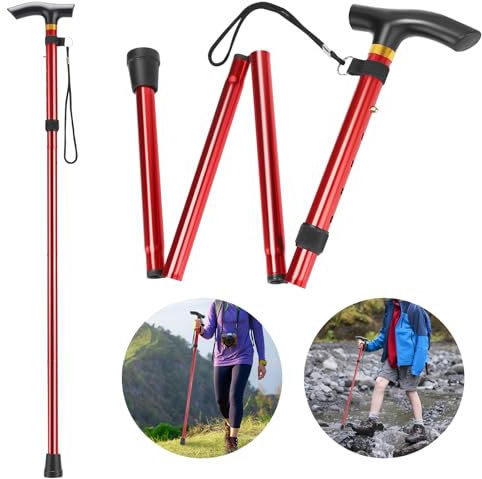 Thlevel Faltbar Klappbar Gehstock Bergstock Spazierstock Wanderstöcke Canes Höhenverstellbar rutschfest Leicht Unisex Herren Damen
