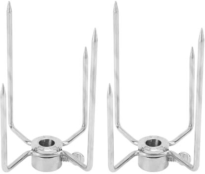 Rotisserie-Gabel, 4 Krallen, 304 Edelstahl, Galvanisiert, Grill-Rotisserie-Fleischgabel 0,4-Zoll-Spießstange, 2 Stück
