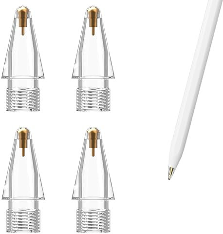 Punta per Apple Pencil, 4 Pezzi Punte Tips, Alta Sensibilità Punte, Punta Ricambio Accessori, Compatibile Apple Pencil 1&2 Generazione (Metallo + Materiale Plastico)