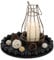 Hanobe Decorative Tray for Coffee Table: Wooden Small Round Serving Tray for Centrepiece Boho Decor - Black Rustic Candle Plate for Dining Counter Display 30cm