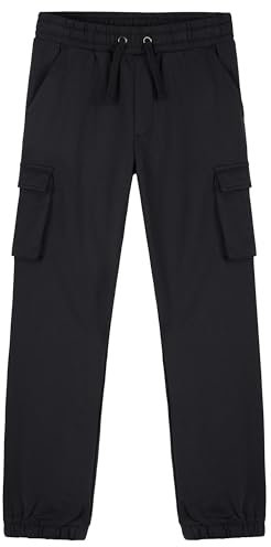 CityComfort Pantaloni Cargo Ragazzo con 4 Tasche Comodo Pantalone - Regalo Bambino (Nero, 13-14 Anni)