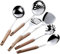 Utensilios de cocina, juego de utensilios de cocina, espátulas, 6 piezas, utensilios de cocina de acero inoxidable, mango de madera, juego de herramientas de cocina, cuchara giratoria for restaurante,