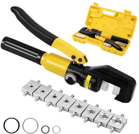 Faankiton 10 Tonnellate Pinza Crimpatrice Idraulica 4-70mm², Pressa Idraulica Pinze Crimpatrice, Pinze Capicorda per Terminali Elettrici, 9 Coppie di Matrici