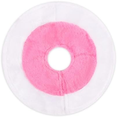 Small Pink Christmas Tree Skirt 11 inch Pink and White Mini Xmas Tree Skirts for Party Festival Table Tree Skirt Candlesticks Decorations Fireplace Christmas Indoor Supply New Year Holiday Ornaments
