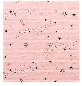 Lot de 5 à 30 papiers peints autocollants 35 x 30 cm, papier peint à décoller et à coller, décoration pour chambre à coucher, motif brique, PVC, DIY, rose étoilé, 10 pièces 35 x 30 cm