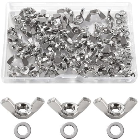 Lyeteung 50 Pièces M4 Écrou Papillon, Écrous À Oreilles en Acier Inoxydable, d'Écrous Papillon Métriques à Main, avec 50 Pièces Rondelles Plates, pour Outils de Bricolage