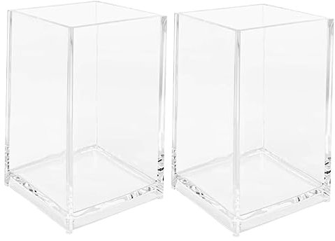 Lurrose 2 Pièces Porte-stylo En Acrylique Accessoires De Table Seaux De Pinceaux De Maquillage Organisateur De Porte-crayon Pot à Crayons Porte-pinceau De Maquillage Transparent